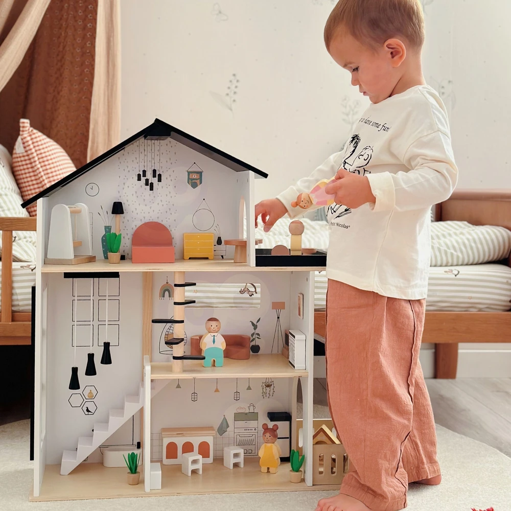 Tooky Toys TOOKY TOY medinis lėlių namelis 25 vnt