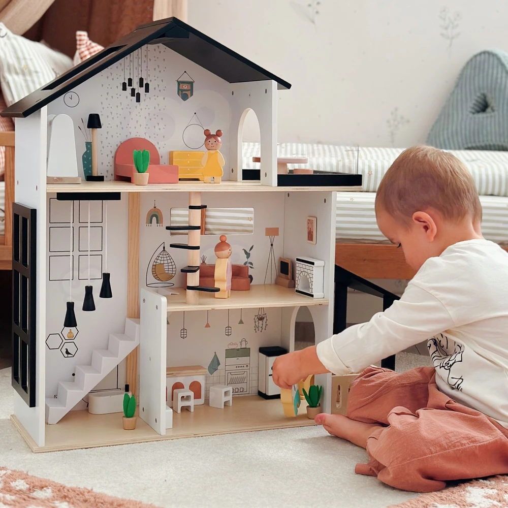 Tooky Toys TOOKY TOY medinis lėlių namelis 25 vnt