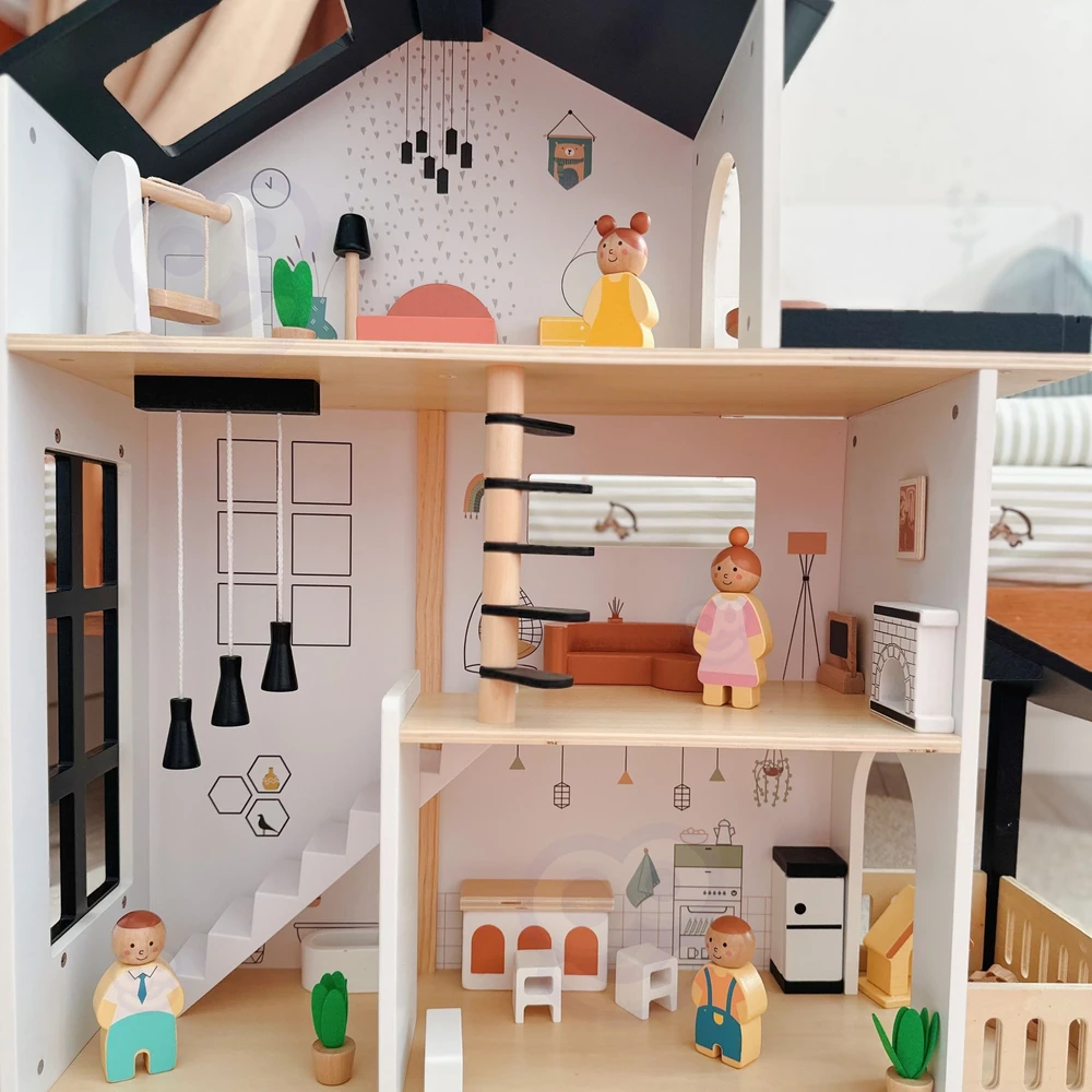 Tooky Toys TOOKY TOY medinis lėlių namelis 25 vnt