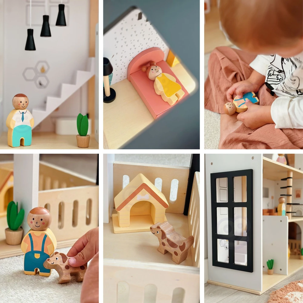 Tooky Toys TOOKY TOY medinis lėlių namelis 25 vnt