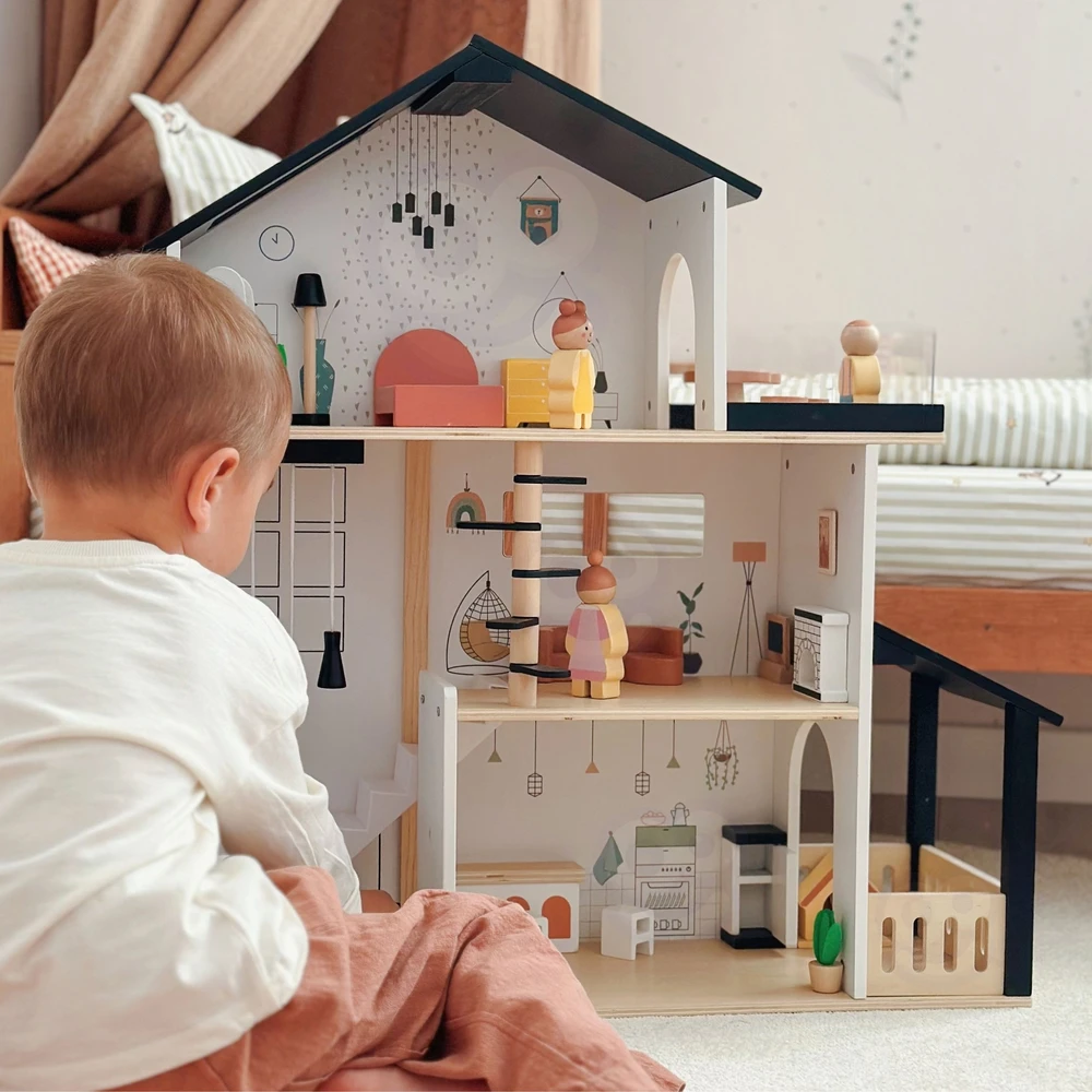 Tooky Toys TOOKY TOY medinis lėlių namelis 25 vnt