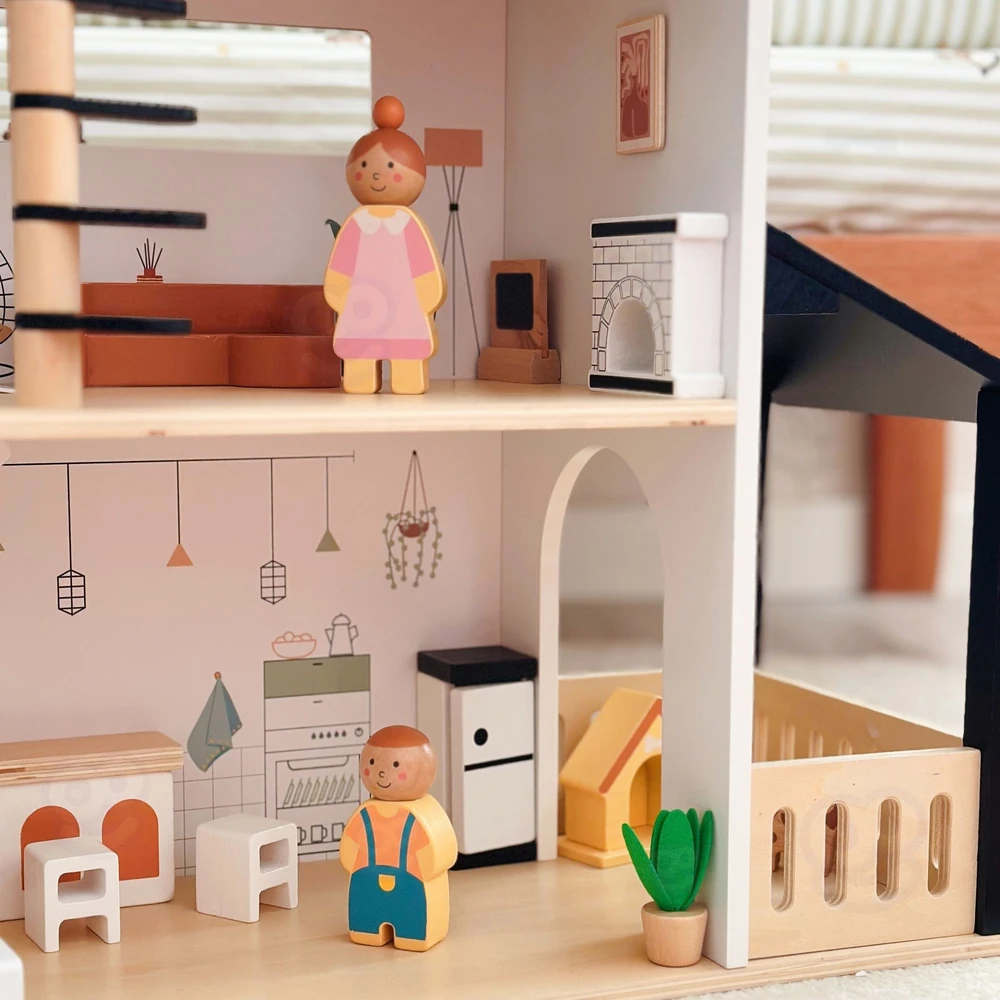 Tooky Toys TOOKY TOY medinis lėlių namelis 25 vnt