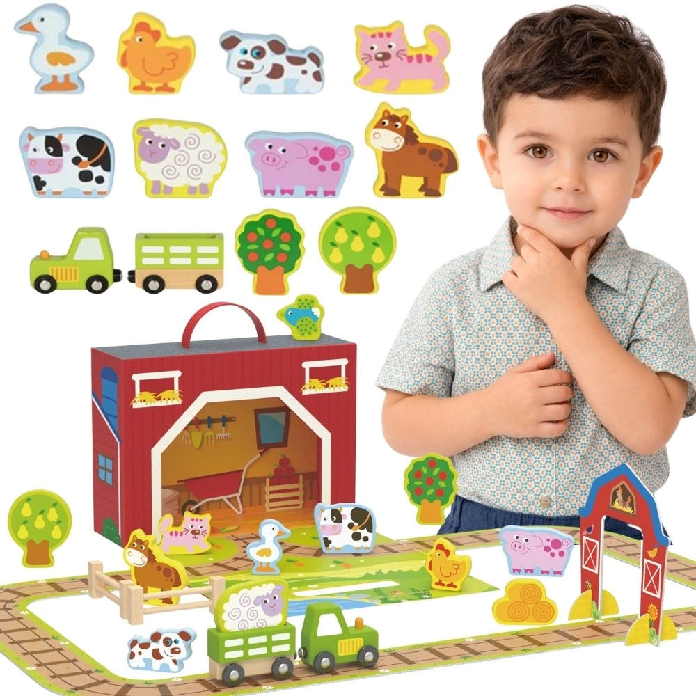Tooky Toys TOOKY TOY Medinė Ūkis su lagaminu 35 dalys