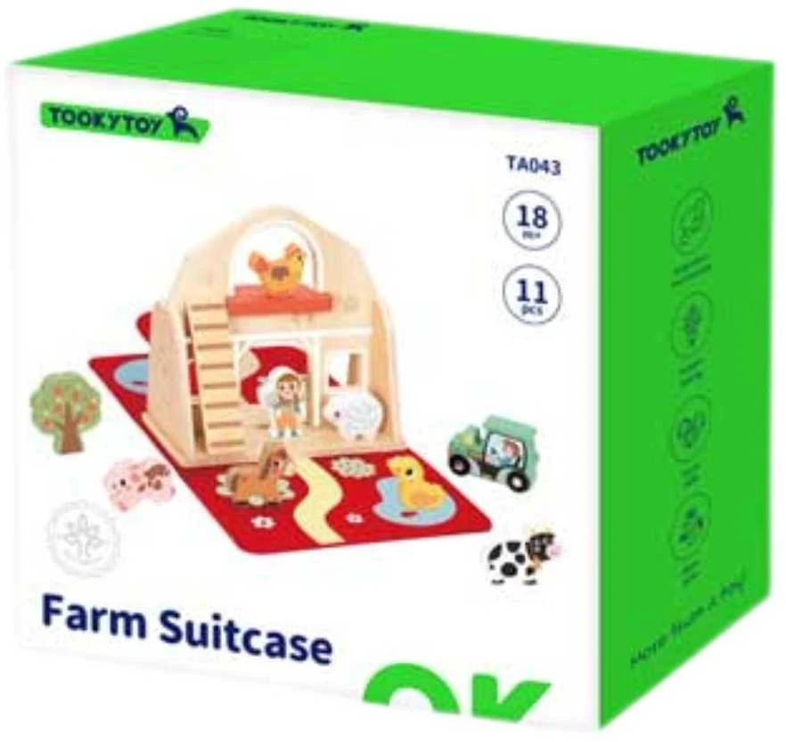 Tooky Toys Tooky Toy Medinė Skleidimo Ūkio Rinkinys su Figūrėlėmis