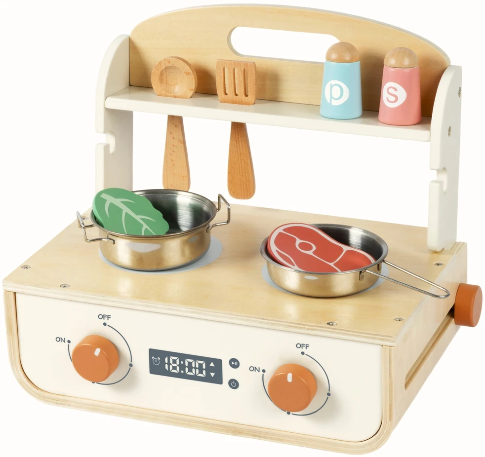 Tooky Toys TOOKY TOY Žaislinė medinė virtuvėlė su kepsnine ir priedais