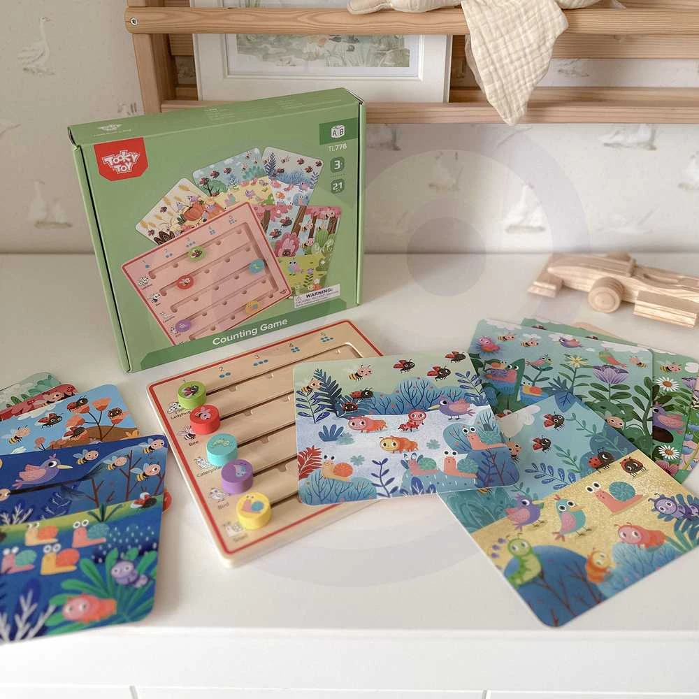 Tooky Toys Tooky Toy Medinė Žaidimų Rinkinys Skaičiavimo Mokymuisi su Gyvūnais