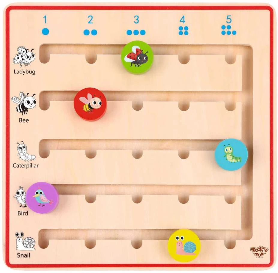 Tooky Toys Tooky Toy Medinė Žaidimų Rinkinys Skaičiavimo Mokymuisi su Gyvūnais
