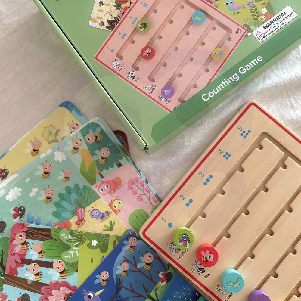 Tooky Toys Tooky Toy Medinė Žaidimų Rinkinys Skaičiavimo Mokymuisi su Gyvūnais