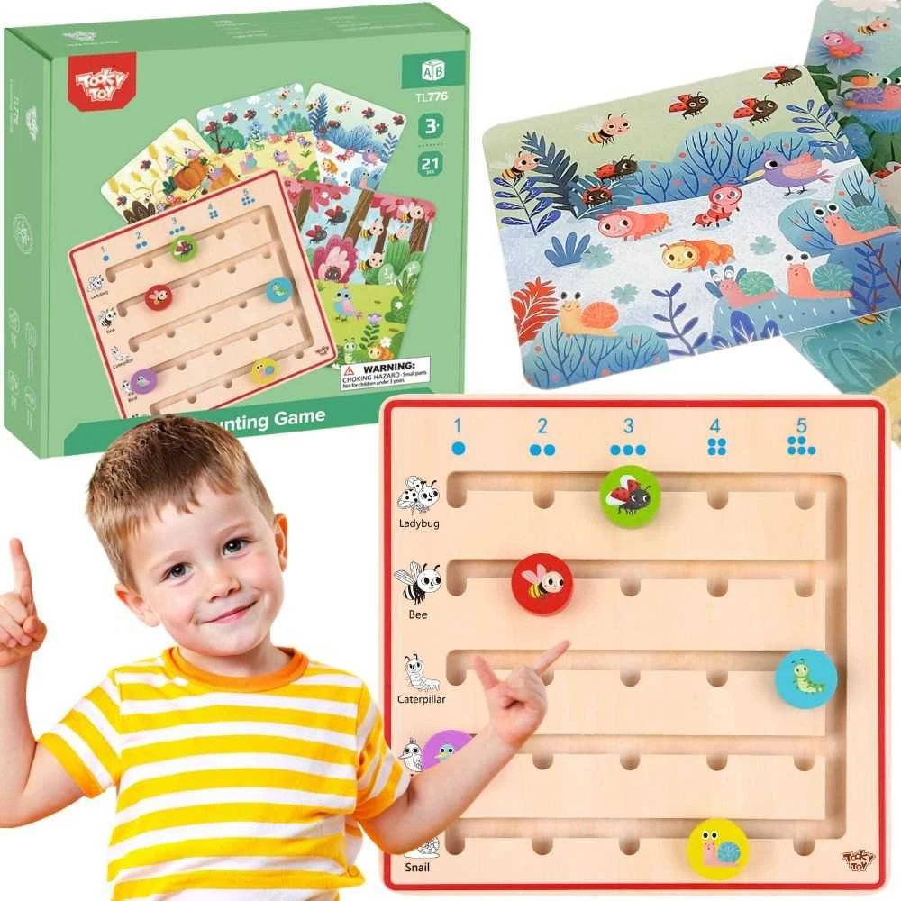 Tooky Toys Tooky Toy Medinė Žaidimų Rinkinys Skaičiavimo Mokymuisi su Gyvūnais