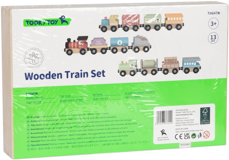 Tooky Toys Tooky žaisliniai medinių transporto priemonių vagonai su magnetu