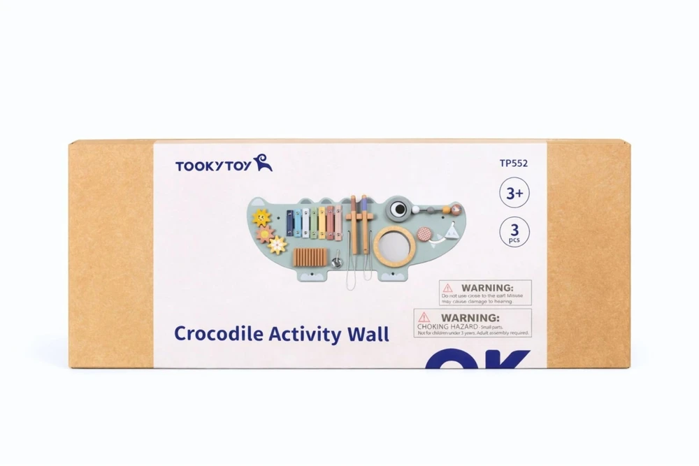 Tooky Toys TOOKY TOY medinė manipuliacinė lenta Krokodilas 3 vnt