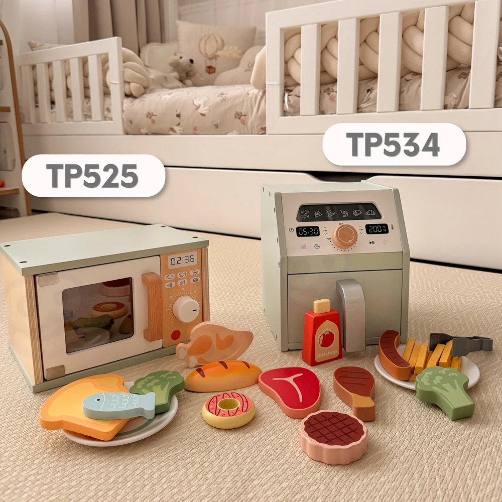 Tooky Toys Medinė mikrobangų krosnelė vaikams TOOKY TOY