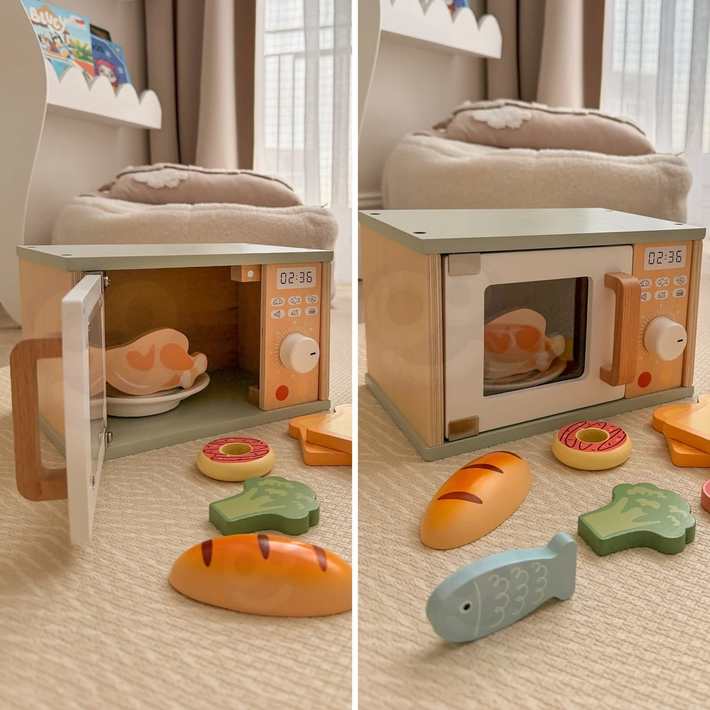 Tooky Toys Medinė mikrobangų krosnelė vaikams TOOKY TOY