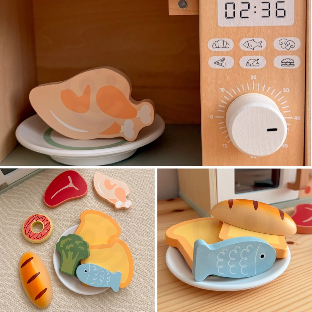 Tooky Toys Medinė mikrobangų krosnelė vaikams TOOKY TOY