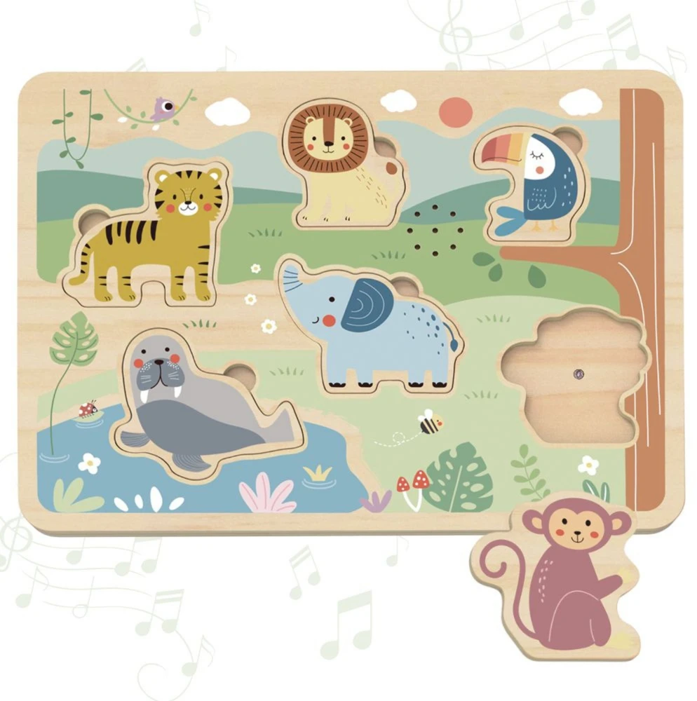 Tooky Toys TOOKY TOY medinė interaktyvi dėlionė Gyvūnėliai