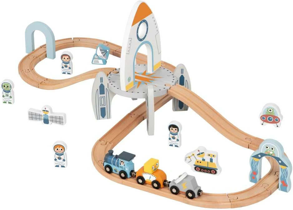 Tooky Toys TOOKY TOY medinė kosminė traukinuko trasa
