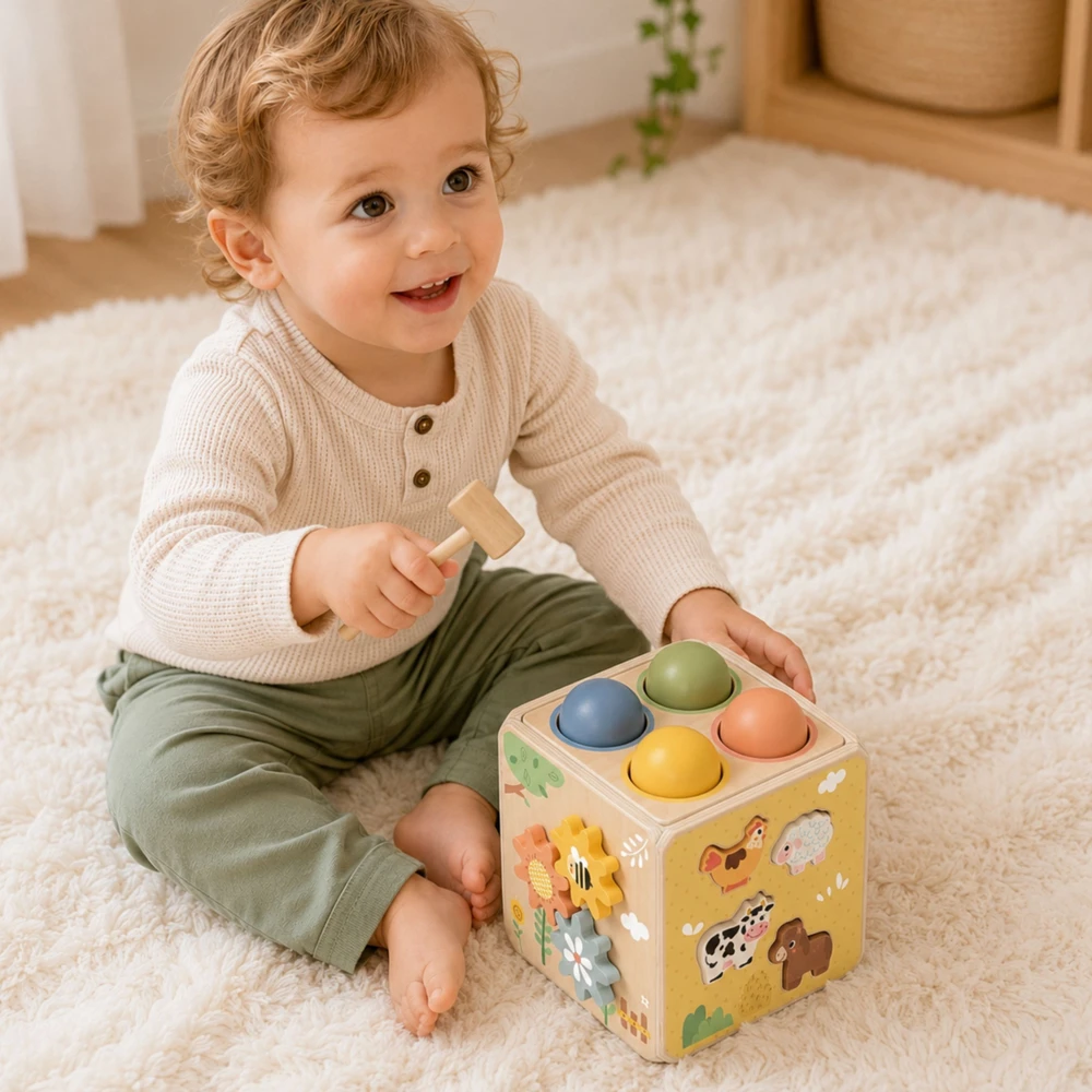 Tooky Toys TOOKY TOY medinis spyruoklinis lavinamasis kubas 5 in 1