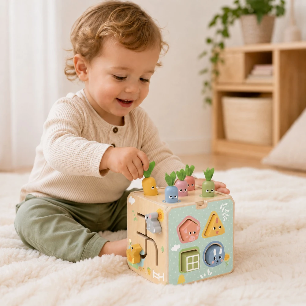 Tooky Toys TOOKY TOY medinis spyruoklinis lavinamasis kubas 5 in 1