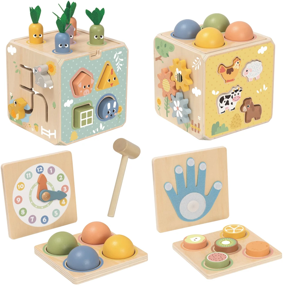 Tooky Toys TOOKY TOY medinis spyruoklinis lavinamasis kubas 5 in 1