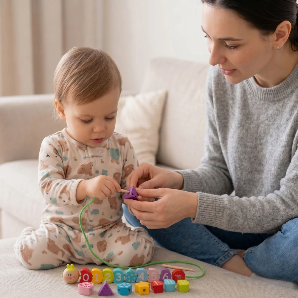 Tooky Toys Mediniai vėrimo kaladėlės Vikšras TOOKY TOY