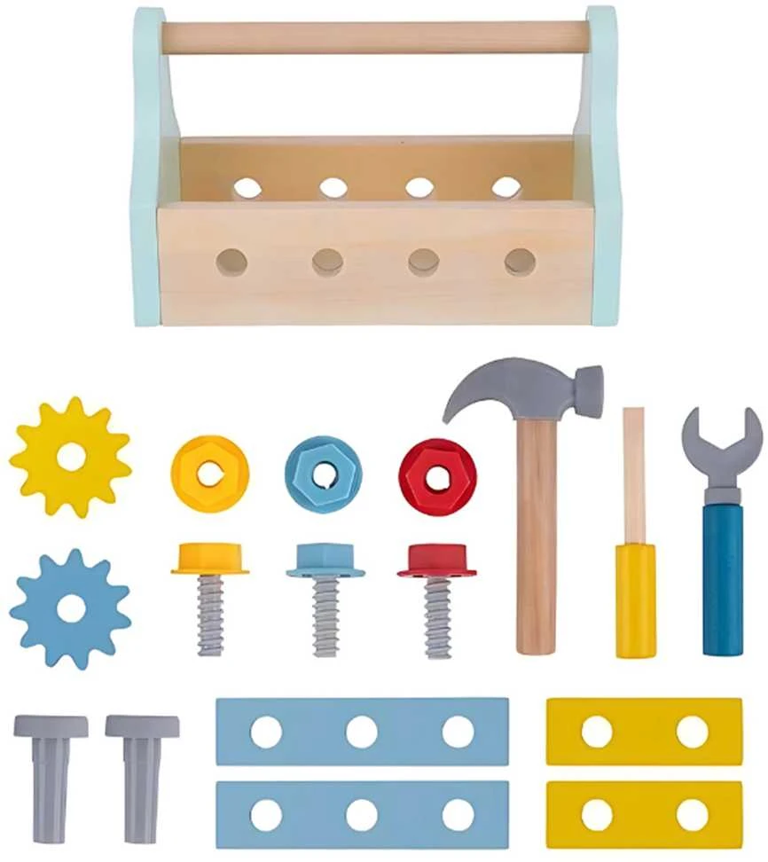 Tooky Toys TOOKY TOY medinė įrankių dėžutė 18vnt