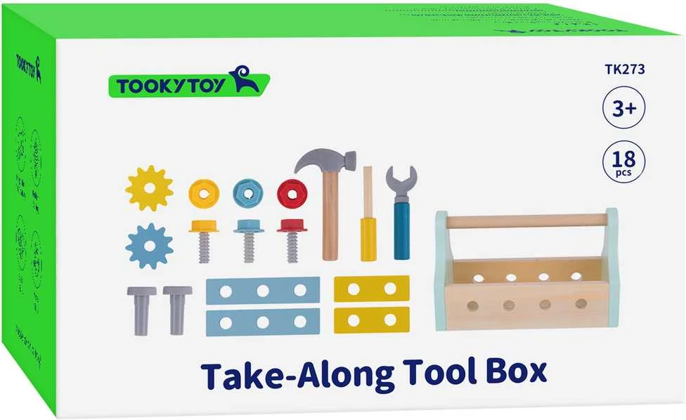 Tooky Toys TOOKY TOY medinė įrankių dėžutė 18vnt