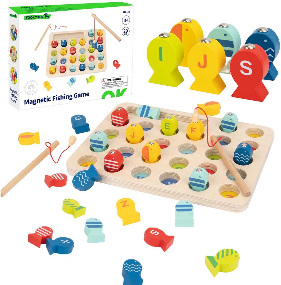 Tooky Toys Tooky Toy Wooden Game Fishing Learning Letters 29 pcs.