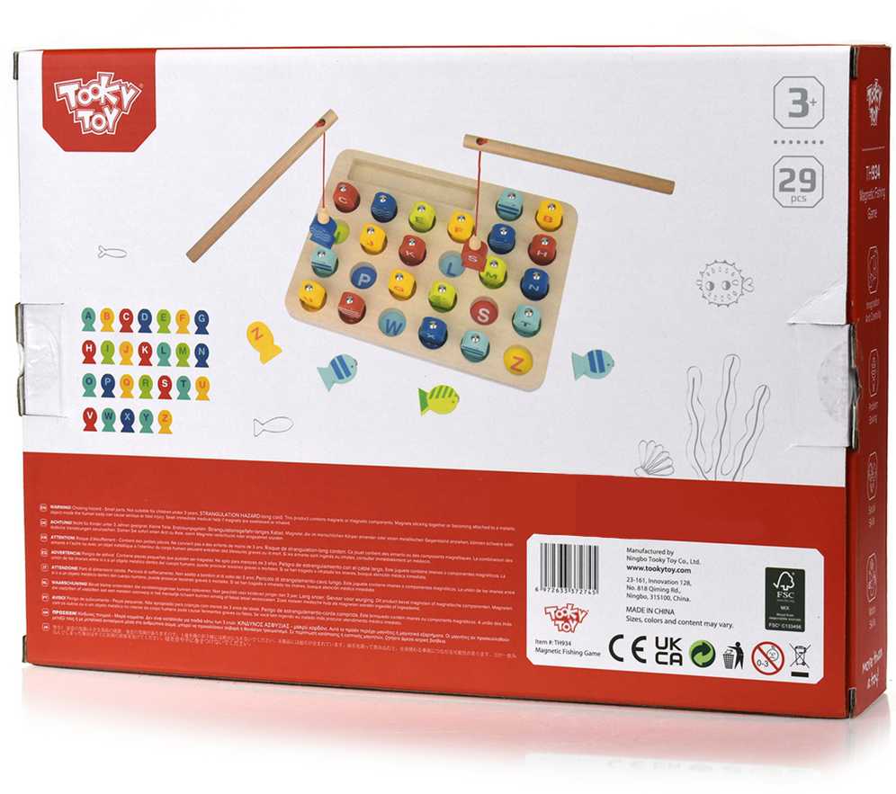 Tooky Toys Tooky Toy Wooden Game Fishing Learning Letters 29 pcs.