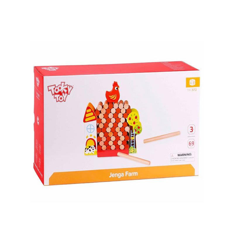 Tooky Toys Paimtas žaislas Jenga krintantis vištienos medinis ūkis