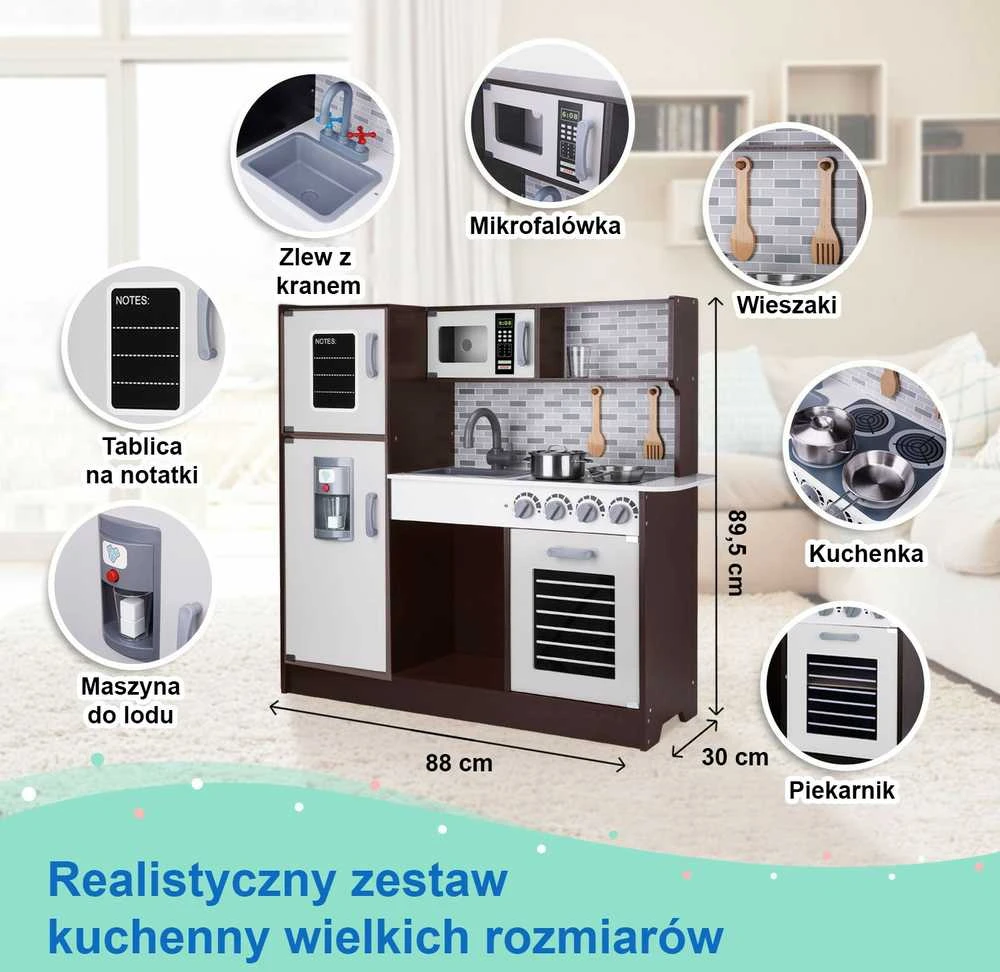 Tooky Toys Medinė TOOKY TOY virtuvėlė su priedais