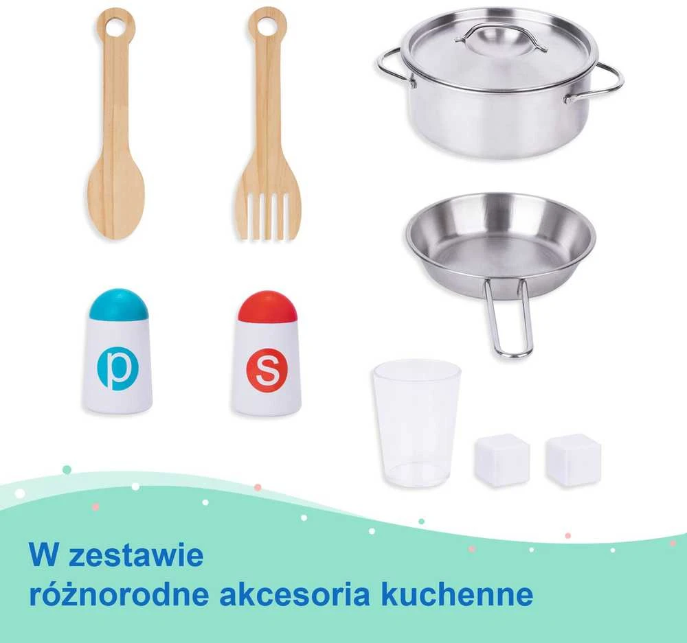 Tooky Toys Medinė TOOKY TOY virtuvėlė su priedais