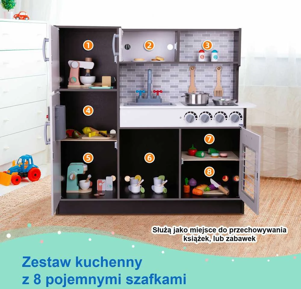 Tooky Toys Medinė TOOKY TOY virtuvėlė su priedais