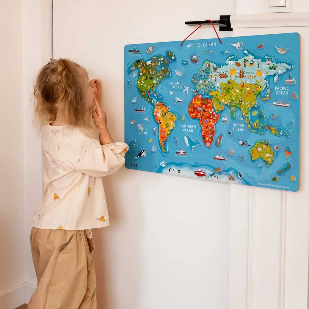 Viga Edukacinė Lenta 2in1 su Magnetine Pasaulio Žemėlapiu