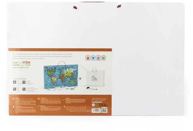 Viga Toys Viga 2in1 mokomoji lenta su magnetiniu Montessori pasaulio žemėlapiu