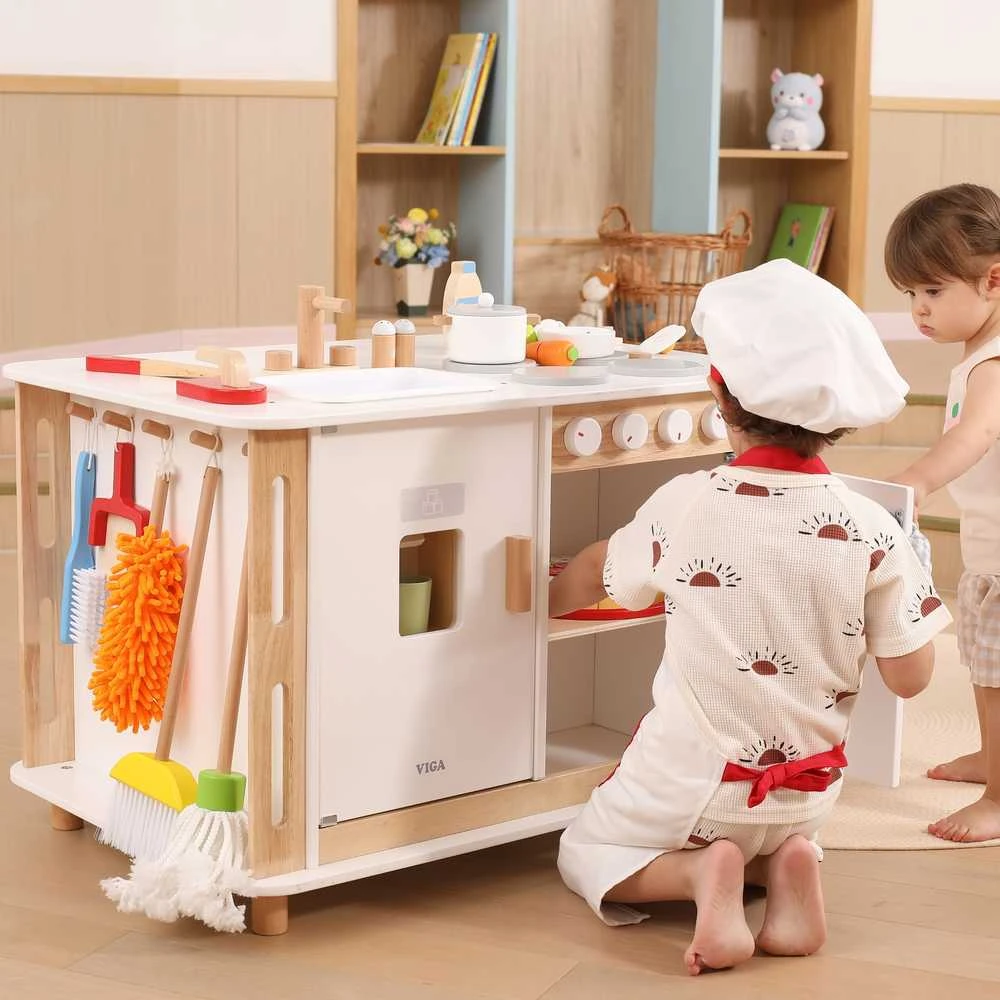 Viga Toys Interaktyvi virtuvėlė ir valymo stotelė vaikams Viga