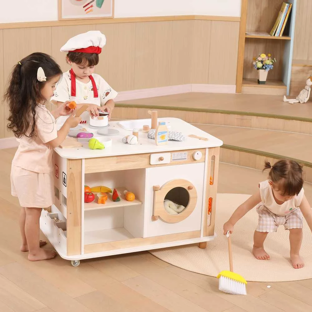 Viga Toys Interaktyvi virtuvėlė ir valymo stotelė vaikams Viga