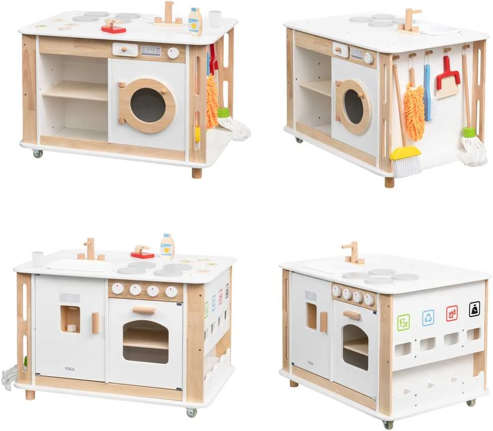 Viga Toys Interaktyvi virtuvėlė ir valymo stotelė vaikams Viga