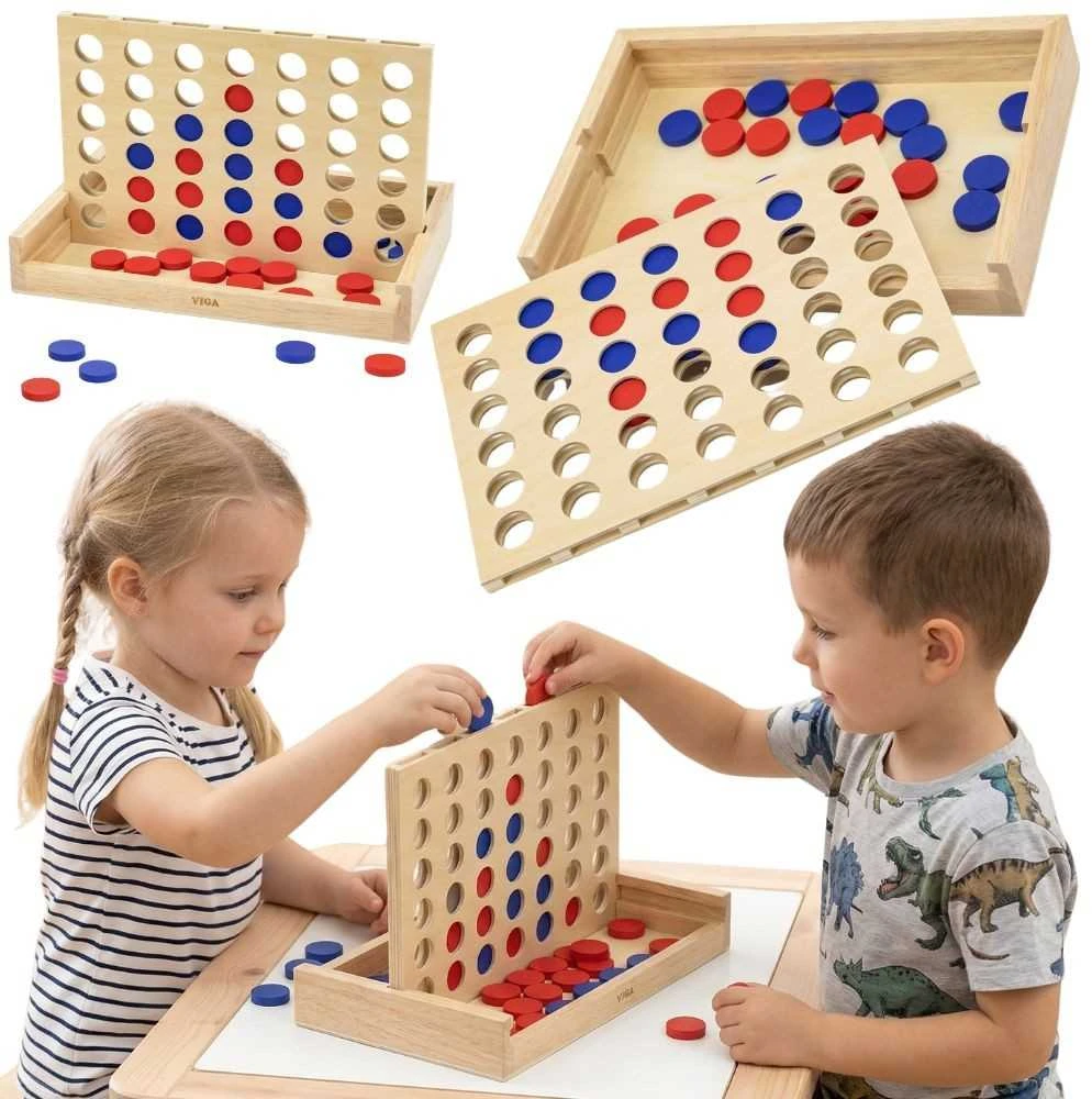 Dėlionė Medinis loginis žaidimas Viga Toys "4 in a Row" nuo 3 metų