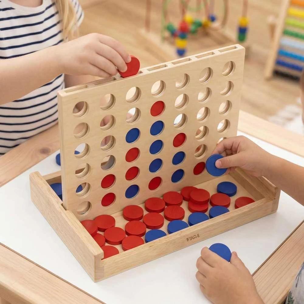 Dėlionė Medinis loginis žaidimas Viga Toys "4 in a Row" nuo 3 metų