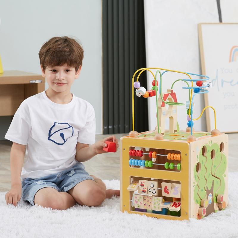 „Viga“ veiklos dėžutė Medinių mokomųjų žaidimų centras 5in1 Kostka
