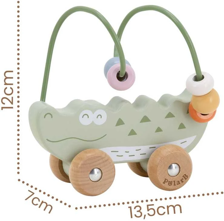 Viga Toys Medinis stumiamas karoliukų labirintas VIGA krokodilas