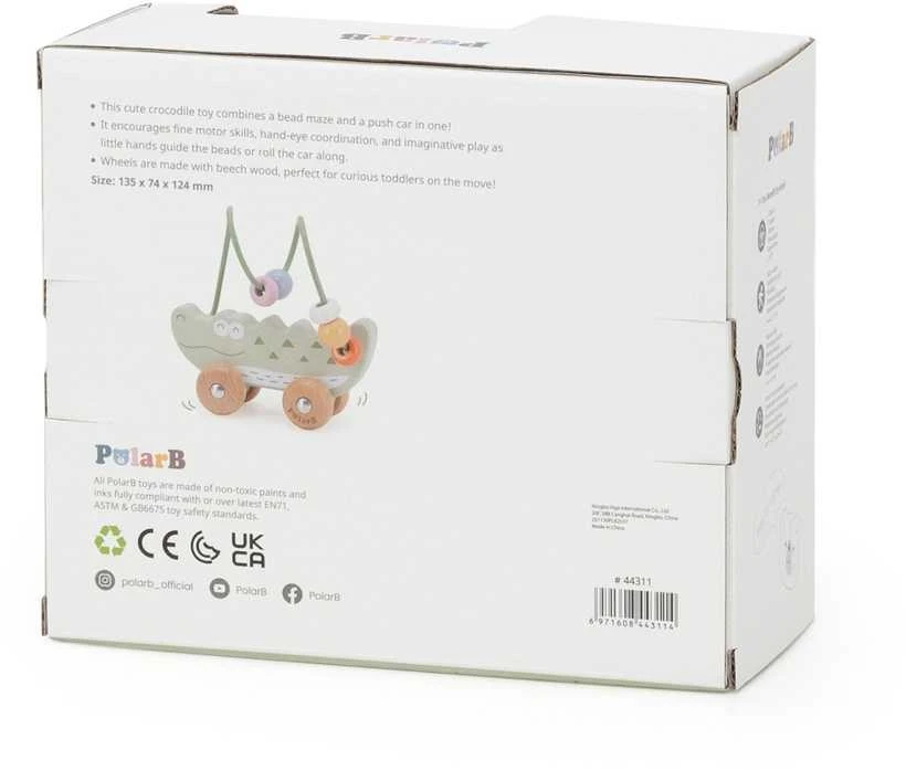 Viga Toys Medinis stumiamas karoliukų labirintas VIGA krokodilas