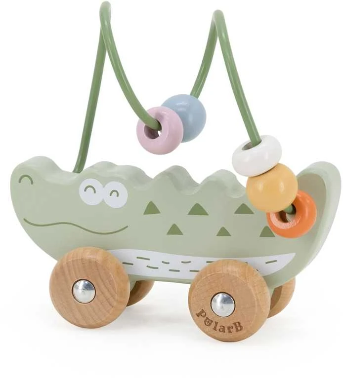 Viga Toys Medinis stumiamas karoliukų labirintas VIGA krokodilas