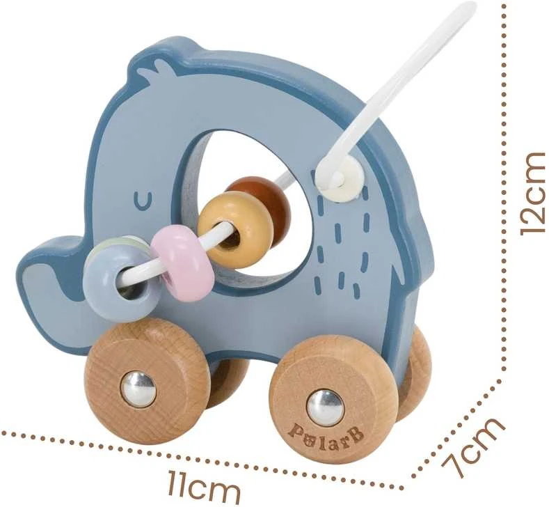 Viga Toys Medinis stumiamas karoliukų labirintas VIGA drambliukas