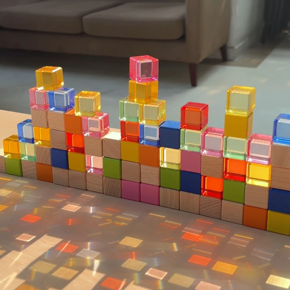 Viga Toys VIGA Colorful Light Blocks made of Acrylic and Wood 108 pcs.