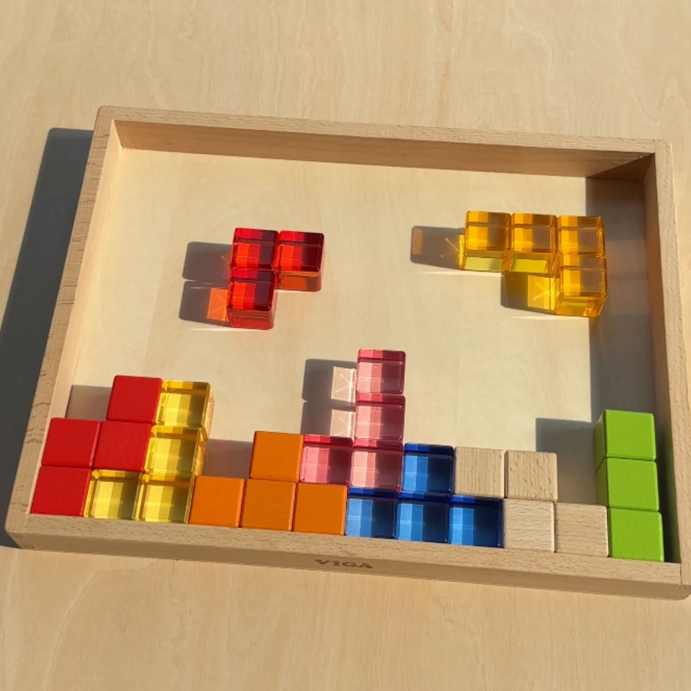 Viga Toys VIGA Colorful Light Blocks made of Acrylic and Wood 108 pcs.
