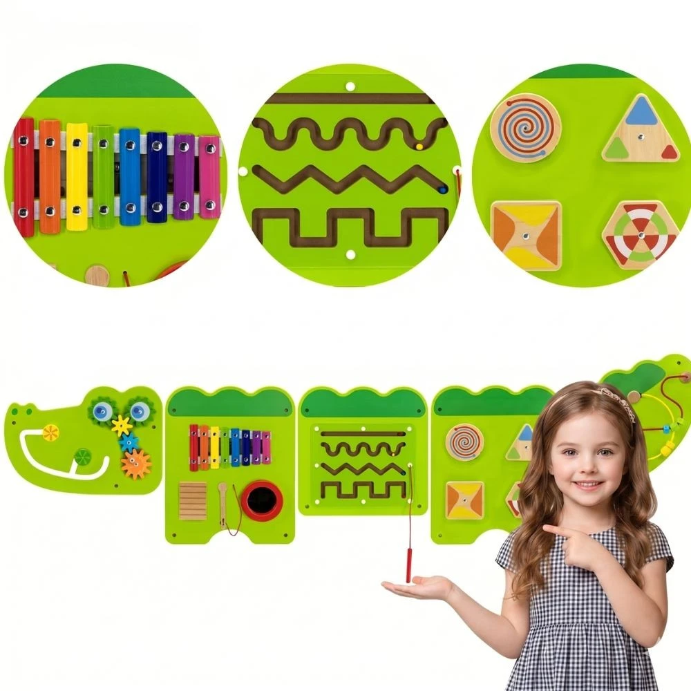Viga Toys Sensorinė manipuliacinė lenta Krokodilas VIGA