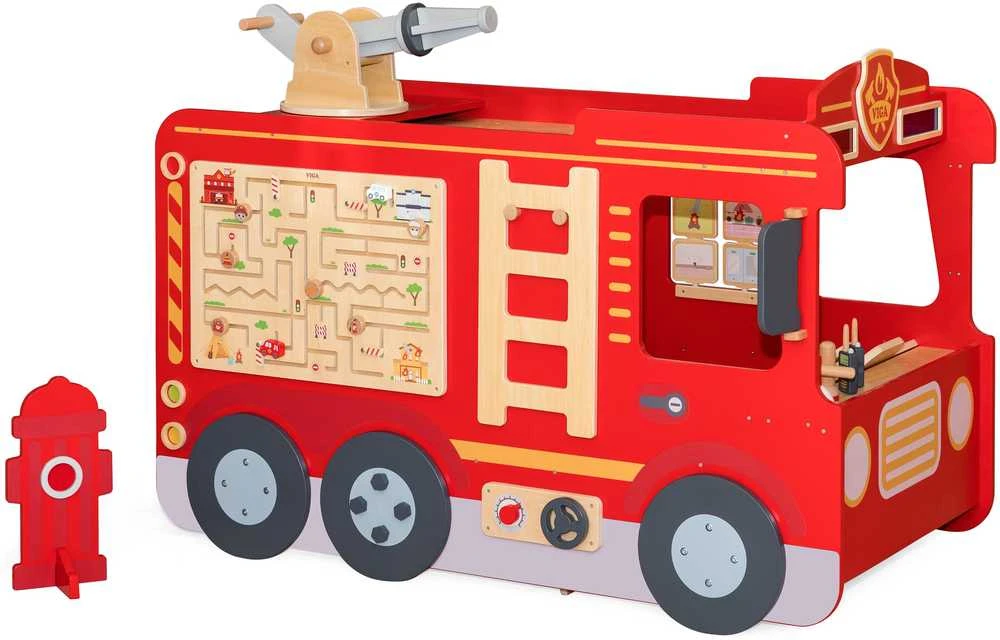 Viga Toys Didelis medinis gaisrinės automobilis VIGA Montessori vaikų žaidimams