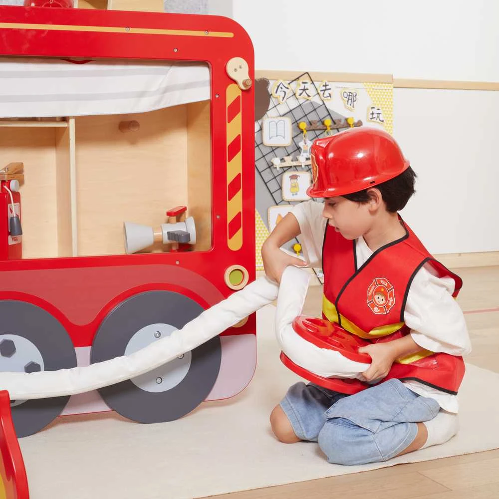 Viga Toys Didelis medinis gaisrinės automobilis VIGA Montessori vaikų žaidimams