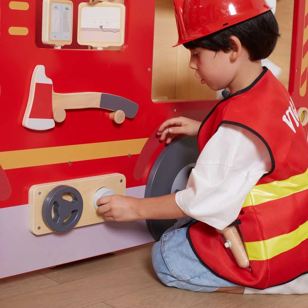 Viga Toys Didelis medinis gaisrinės automobilis VIGA Montessori vaikų žaidimams